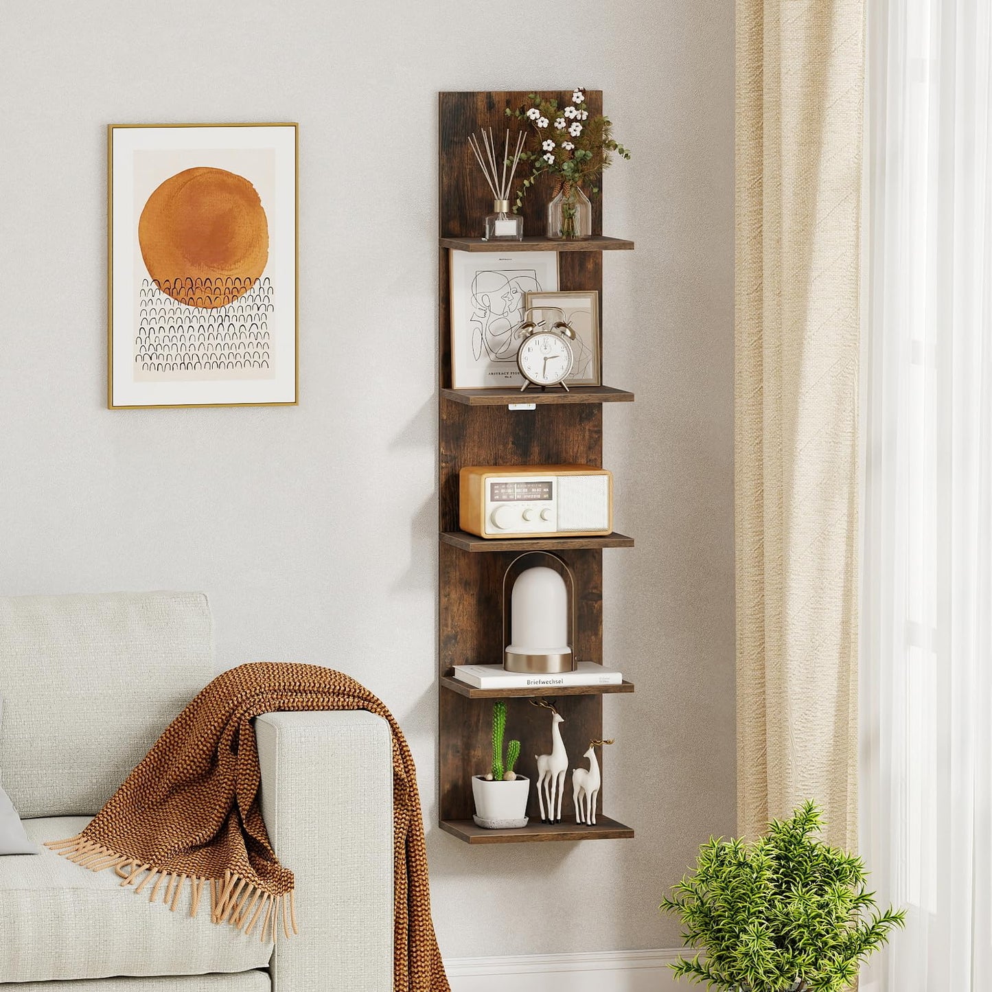 Wall Mounted Bookcase Shelving Unit, Wooden Storage Bookshelf