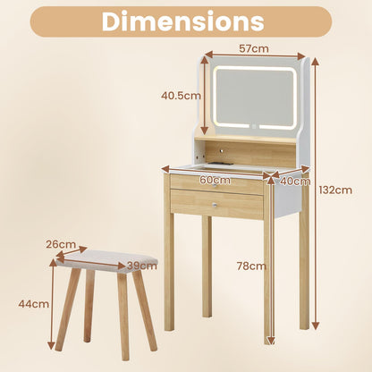 Vanity Desk with Mirror and Lights Small Makeup Table with 3 Light Modes