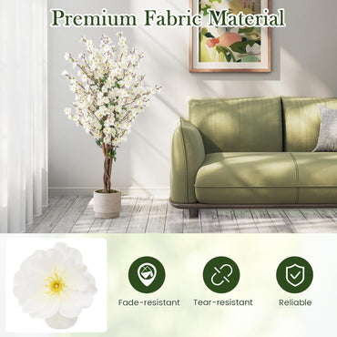 120CM Artificial Winter Sweet Tree with White Fabric Flower and Realistic Moss