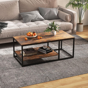 2-Tier 105 cm Industrial Wood Accent Coffee Center Table