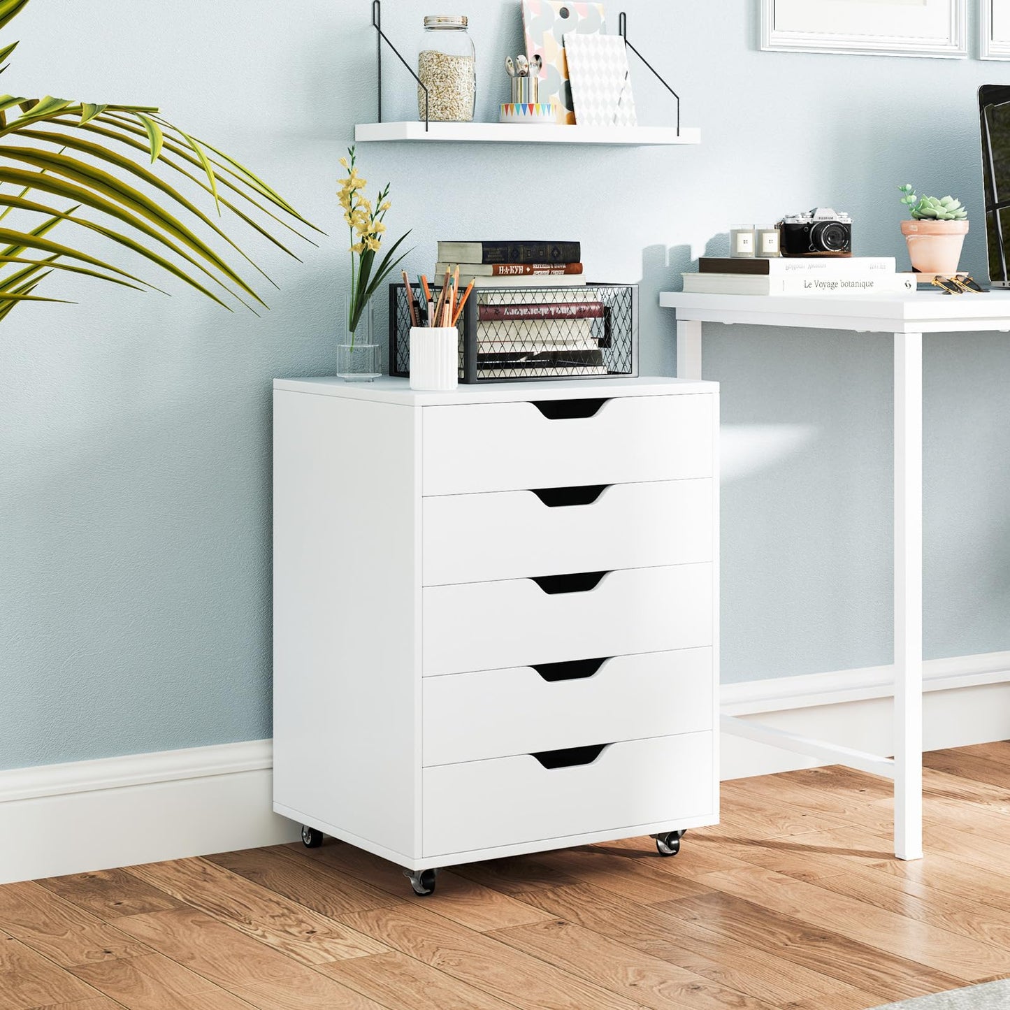 5 Drawer Chest with Lockable Wheels for Home Office