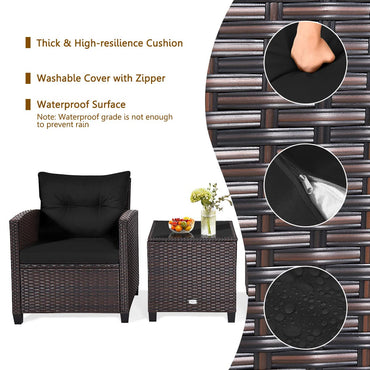 Metal Frame Garden Coffee Table and Sofa Chairs Set with Cushions