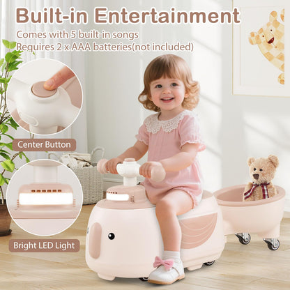 Toddler Ride on Toy with Trailer Sliding Car with Light and Music