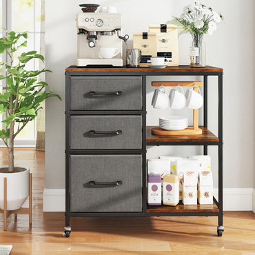 3-Drawer Mobile File Cabinet, Lateral Stationery Wooden Storage Cabinet