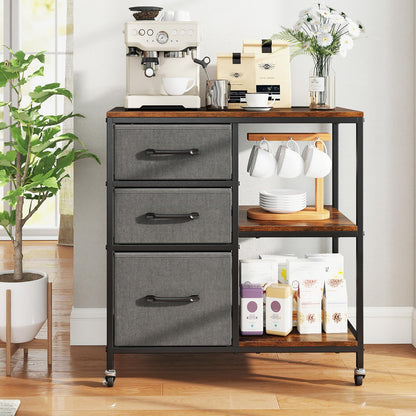 3-Drawer Mobile File Cabinet, Lateral Stationery Wooden Storage Cabinet