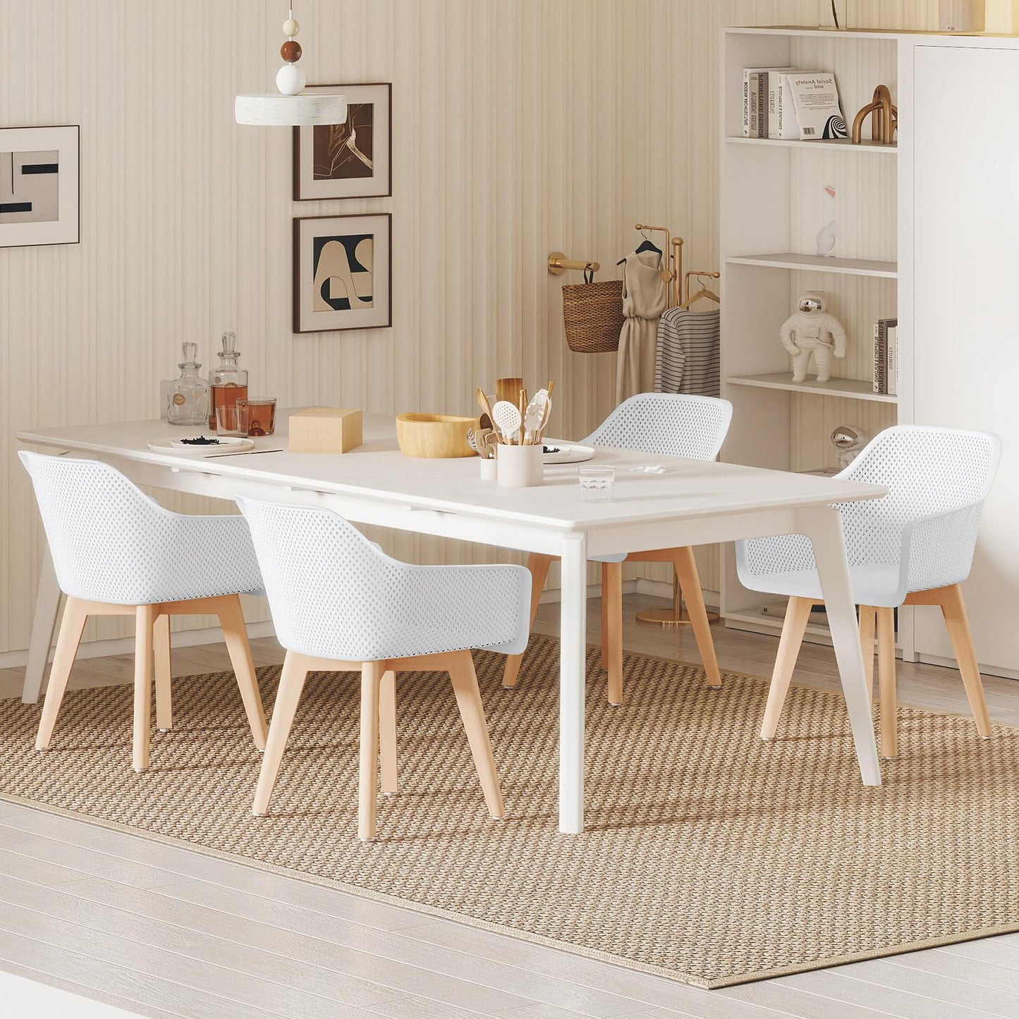 Dining Chairs Set of 2, Modern Kitchen Chairs with Breathable Mesh Backrest