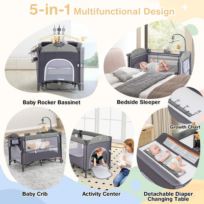Foldable Baby Bedside Sleeper with Diaper Changer