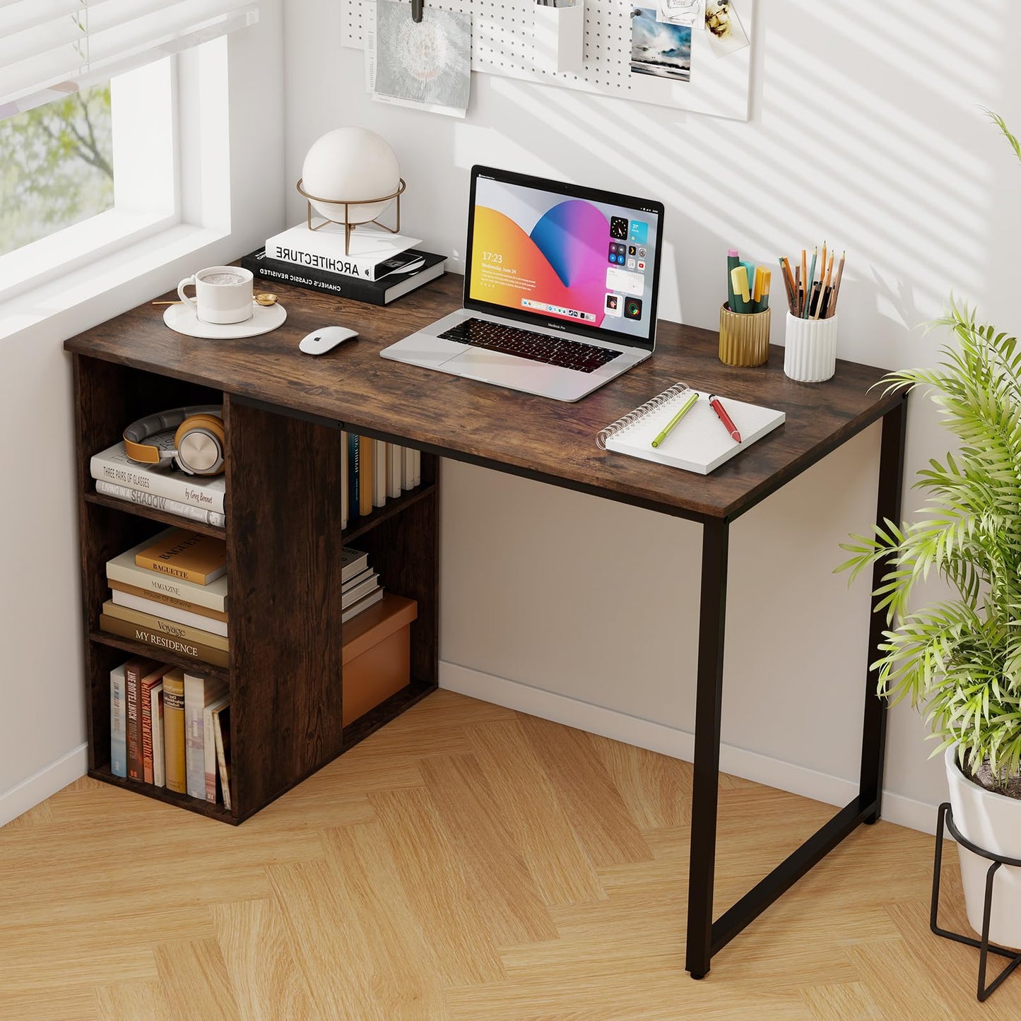 115 CM Computer Desk with 5 Storage Compartments