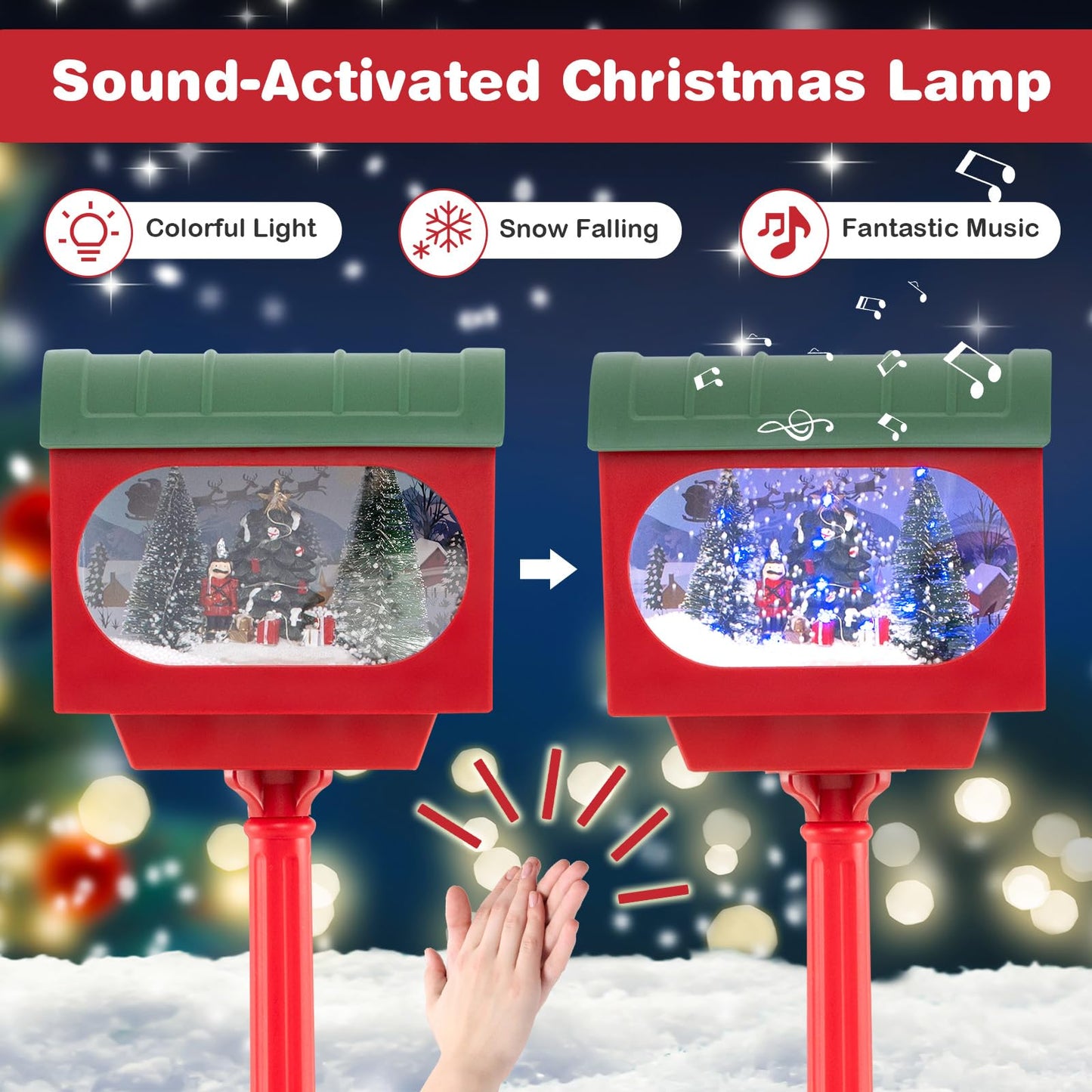 Christmas Sound-activated 150 cm Street Light with Colourful Lights