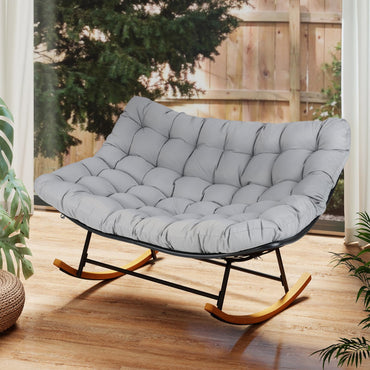 Outdoor Rocking Chair, Oversized Patio Wicker Egg Chair