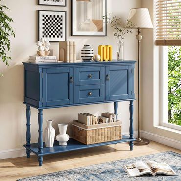 Vintage Console Table with 2 Drawers, 2 Door Cabinets