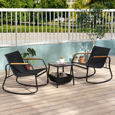 3-Piece Patio Bistro Set, Garden Furniture Set with Coffee Table and Chair