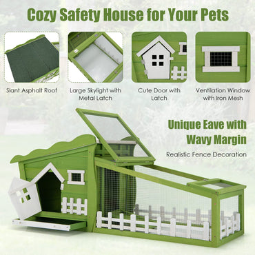 Outdoor Wooden Rabbit Hutch with Asphalt Roof