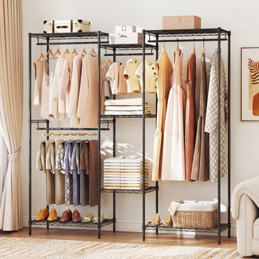 Portable Wardrobe Convertible Clothes Organizer with L-shape and Horizontal Installation