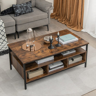 Wooden Cocktail Center Table with Storage Shelf