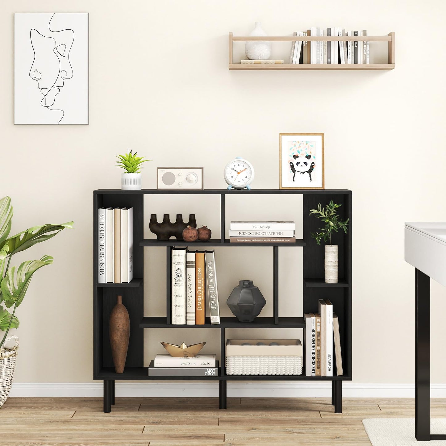 Modern Geometric Bookcase with Anti-tipping Devices