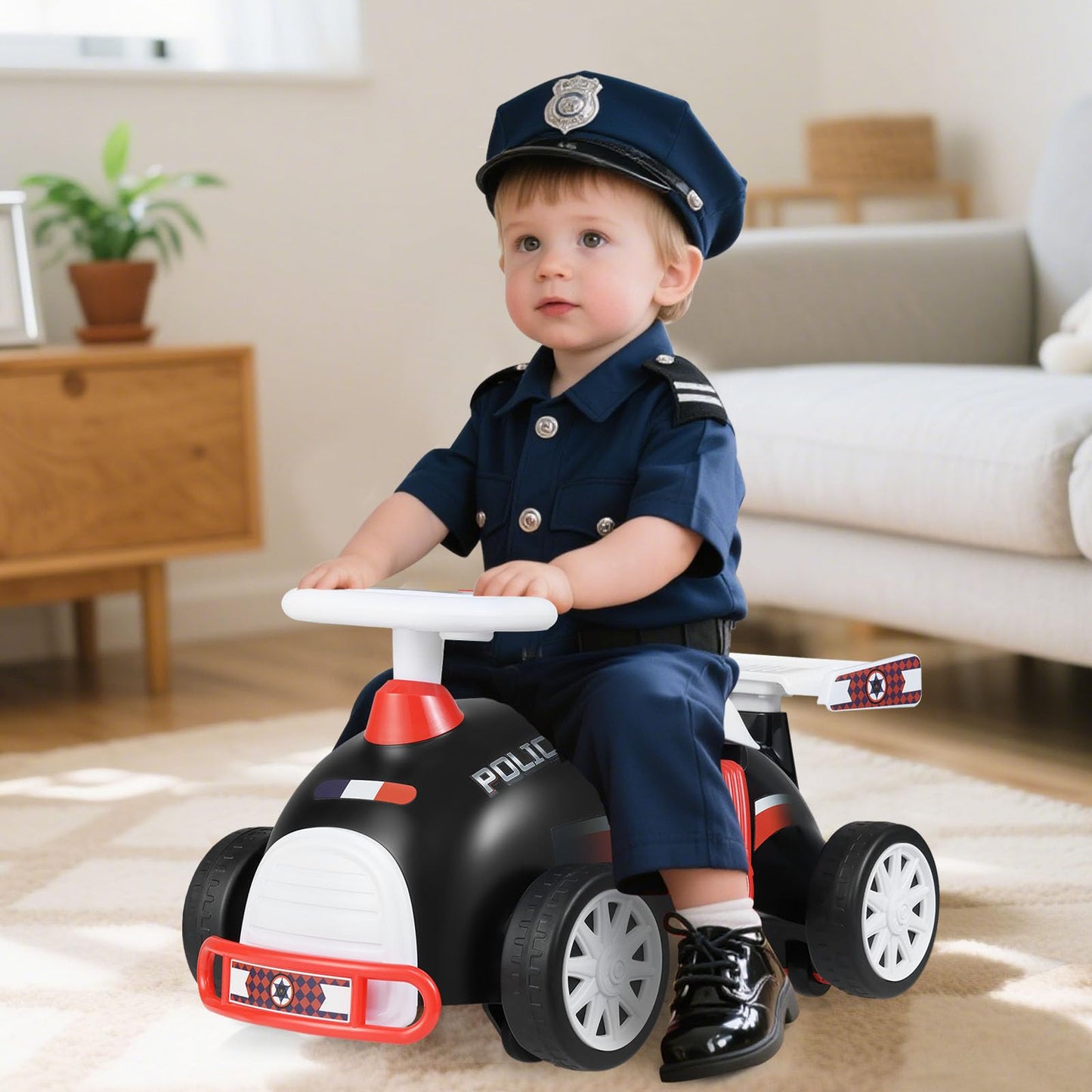 Kids Ride On Car Sliding Toy with Music and Cool Rear Wings