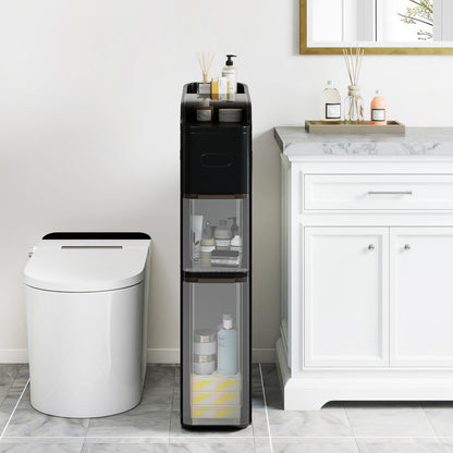 4-Tier Bathroom Storage Cabinet with 2 Drawers and Tissue Box