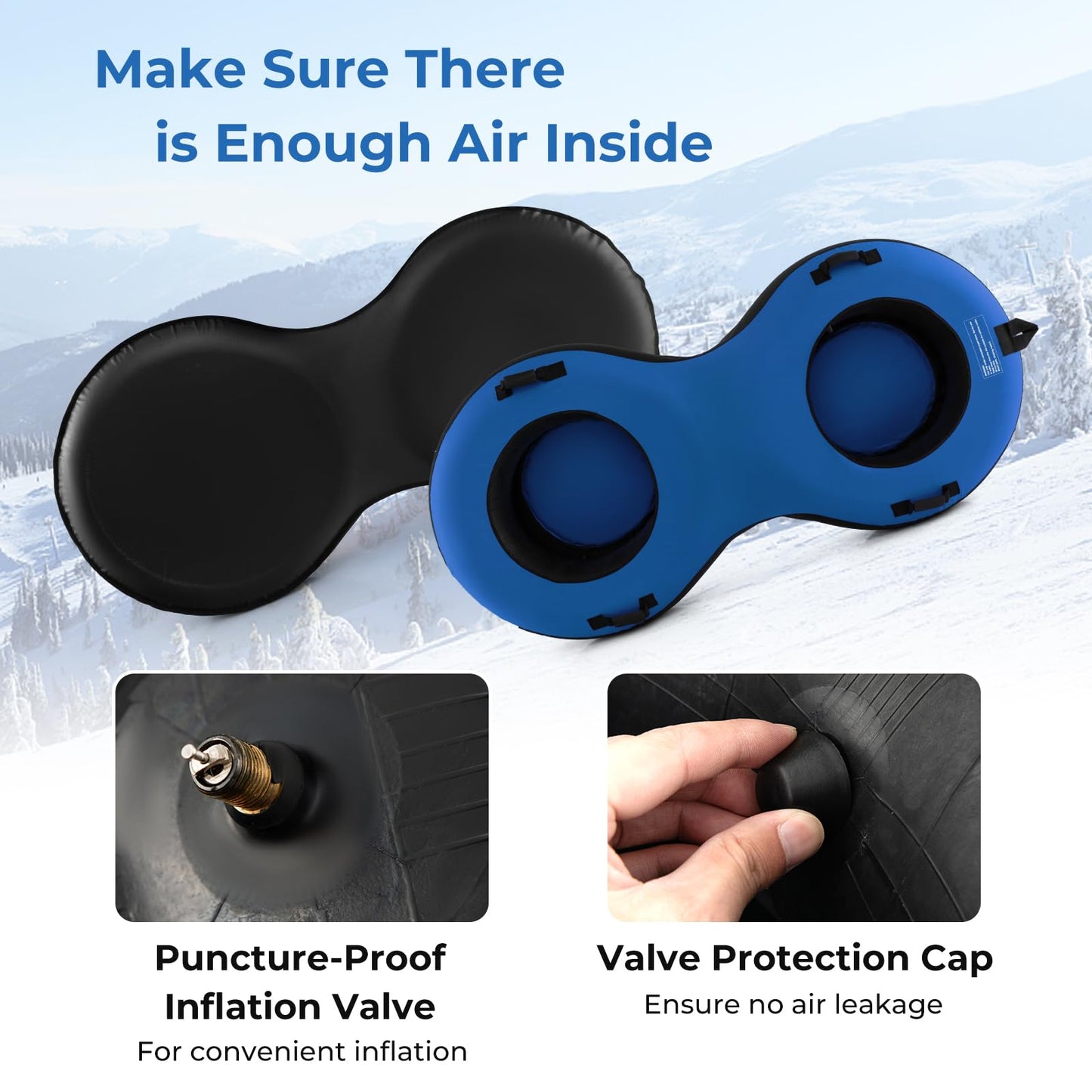 2-Person Inflatable Snow Tube for Adults Kids