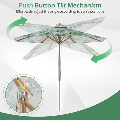 Garden Parasol, Outdoor Heavy Duty Umbrella with Push Button Tilt
