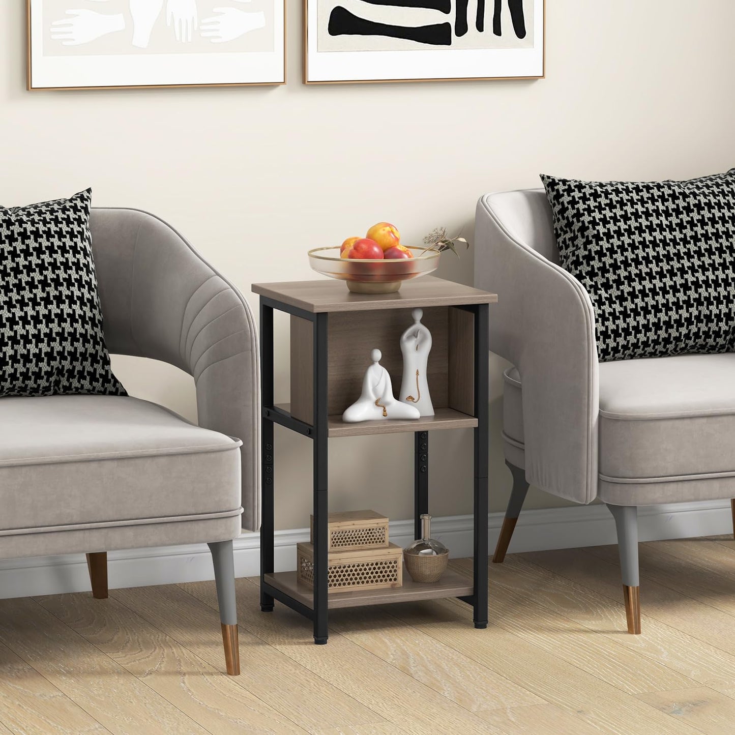 3-Tier Nightstand with Storage Shelf for Small Spaces