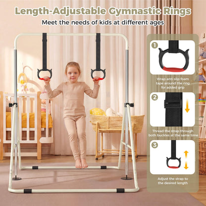 Folding Gymnastics Bar, Height Adjustable Horizontal Kip Bars with Anti-slip Base