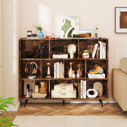 Bookcase 80/100/120/140 CM Storage Organizer with 4/5/5/5 Tapered Metal Legs