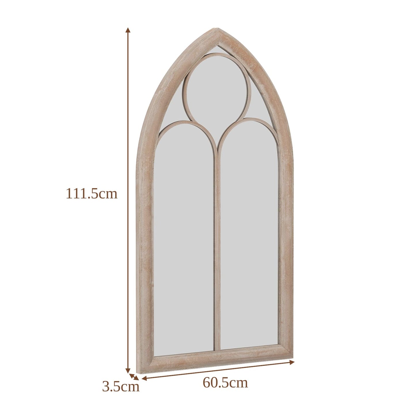 Farmhouse Window Pane Mirror Large Arched Wall Mounted Mirror with Metal Frame