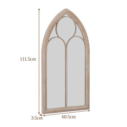 Farmhouse Window Pane Mirror Large Arched Wall Mounted Mirror with Metal Frame