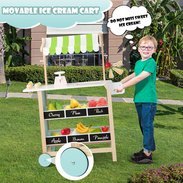 Kids Wooden Grocery Store Playset with 6 Pieces Play Food