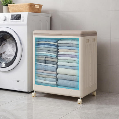 Clothes Storage Box with Lid and Wheels for Bedding Organization