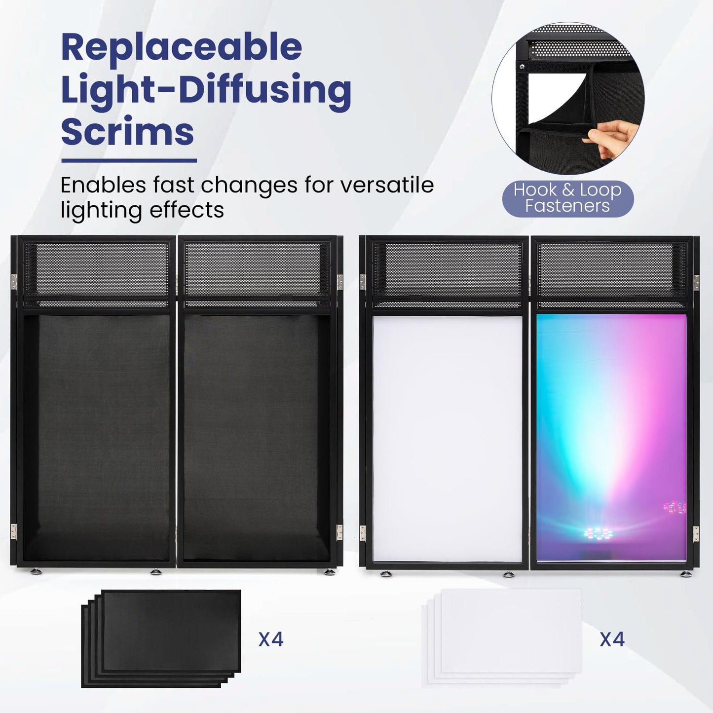 Portable DJ Booth with Black/White Scrims, Mesh Table & Carry Bag
