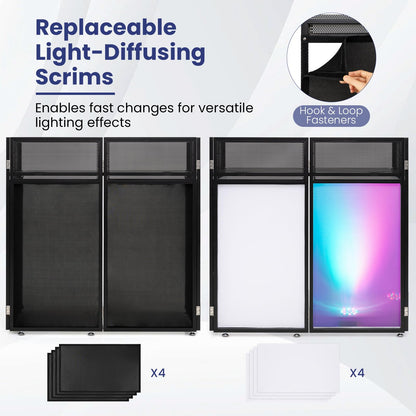Portable DJ Booth with Black/White Scrims, Mesh Table & Carry Bag