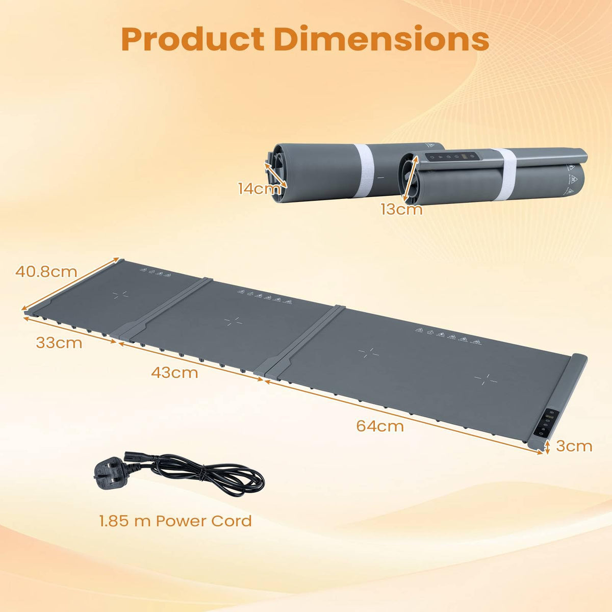 140 x 40.8 cm Food Warming Mat, 3-Panel Electric Warming Tray
