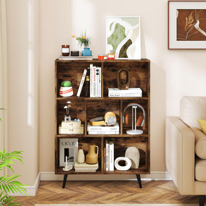 Bookcase 80/100/120/140 CM Storage Organizer with 4/5/5/5 Tapered Metal Legs