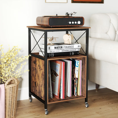 Record Player Stand with Built in Charging Station