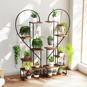 6-Tier Metal Plant Stand Heart-Shape Ladder Plant Shelves