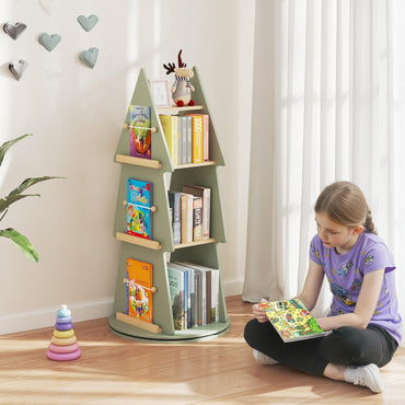 4 Tier 360°Rotating Childrens Bookcase with Side Hooks