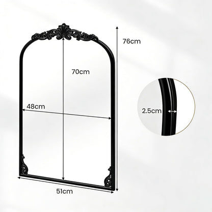Dramatic Arched Wall Mirror with Baroque Ornate Frame