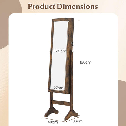 Freestanding Jewelry Armoire Cabinet with Full Length Mirror