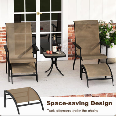 5 Pieces Adirondack Chair Set with Ottomans and Side Table