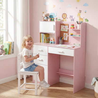 Kids Desk and Chair Set Study Table with Hutch Bulletin Board 3 Drawers
