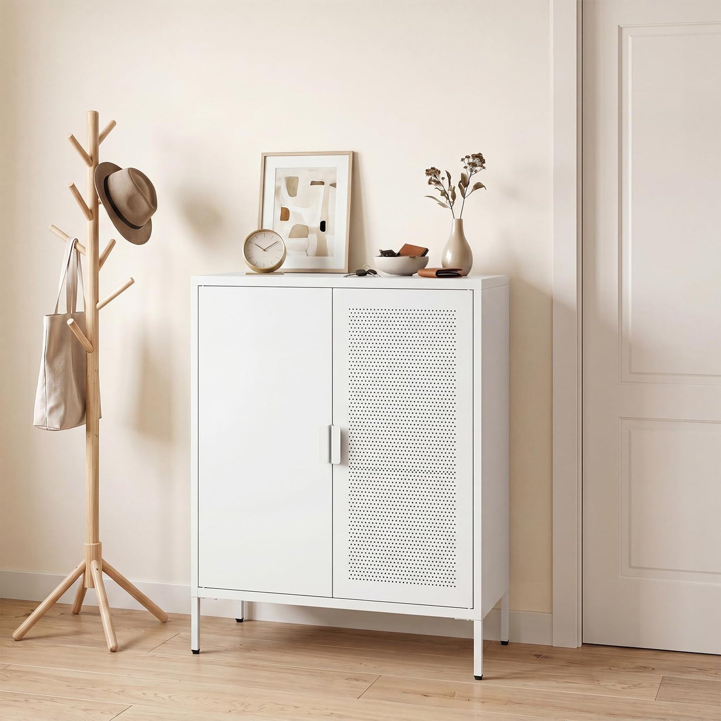 Metal Buffet Sideboard with 2 Doors and Adjustable Shelves