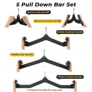 LAT Pulldown Attachment Set T-bar V-bar Pulley Cable Attachments