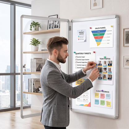 90 x 60 cm Enclosed Bulletin Board with Locking Door and Aluminum Alloy Frame
