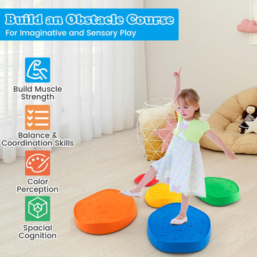 5Pcs Kids Stepping Stones Stackable Toddler River Stone Set