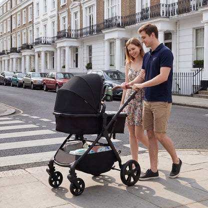 2-in-1 Convertible Baby Stroller with Car Seat Adapters High Landscape Folding Newborn Pram Stroller
