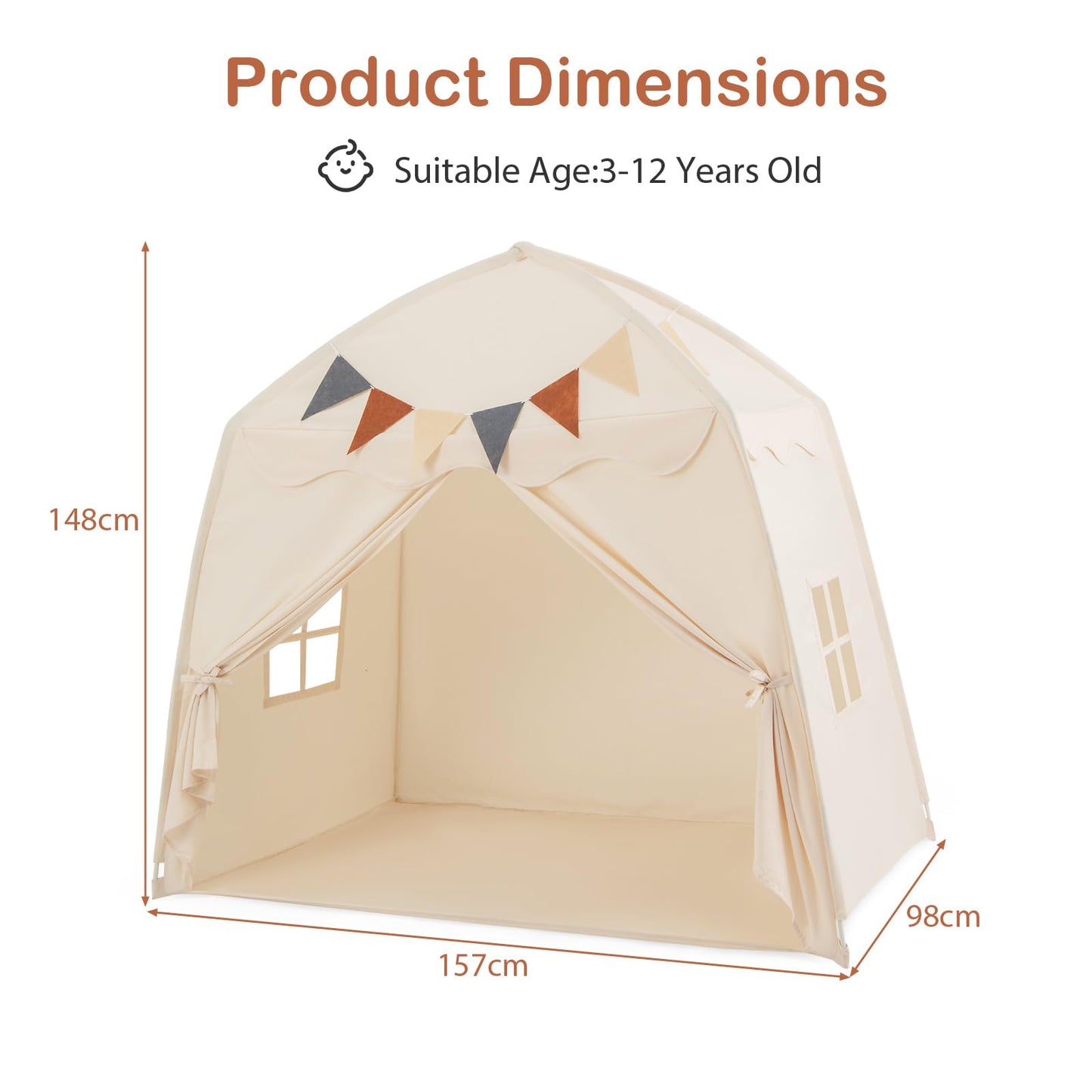 Kids Play Tent Bed Tent Extra Large with Lights for 3-12 Years Old