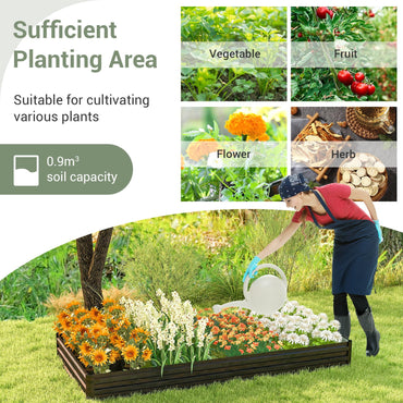 240 x 120 x 30 cm Metal Rectangular Raised Garden Bed with Open Bottom