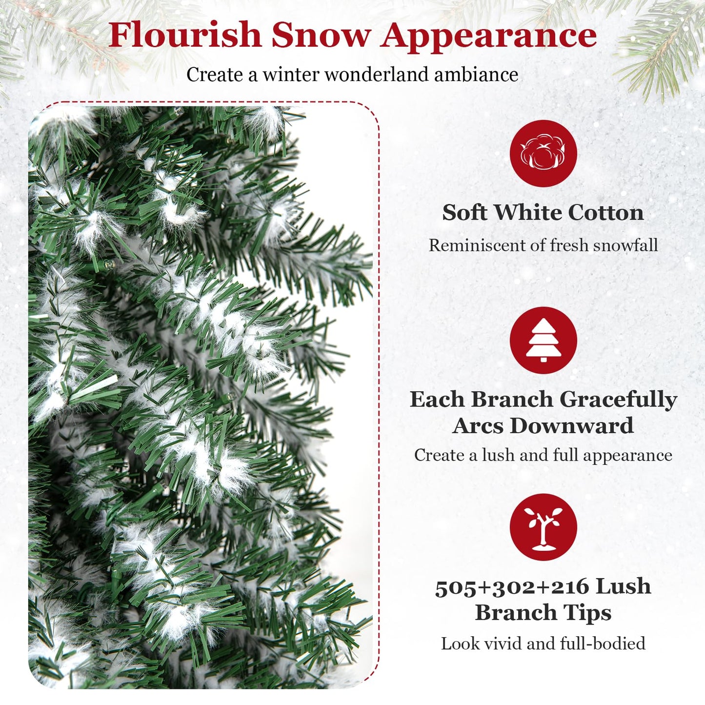 4/5/6FT Artificial Christmas Tree Set of 3 with Realistic Accumulated Snow